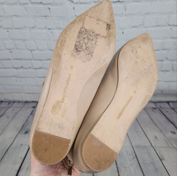 SAKS FIFTH AVENUE | Estyn light nude lace up point flats - Picture 9 of 12